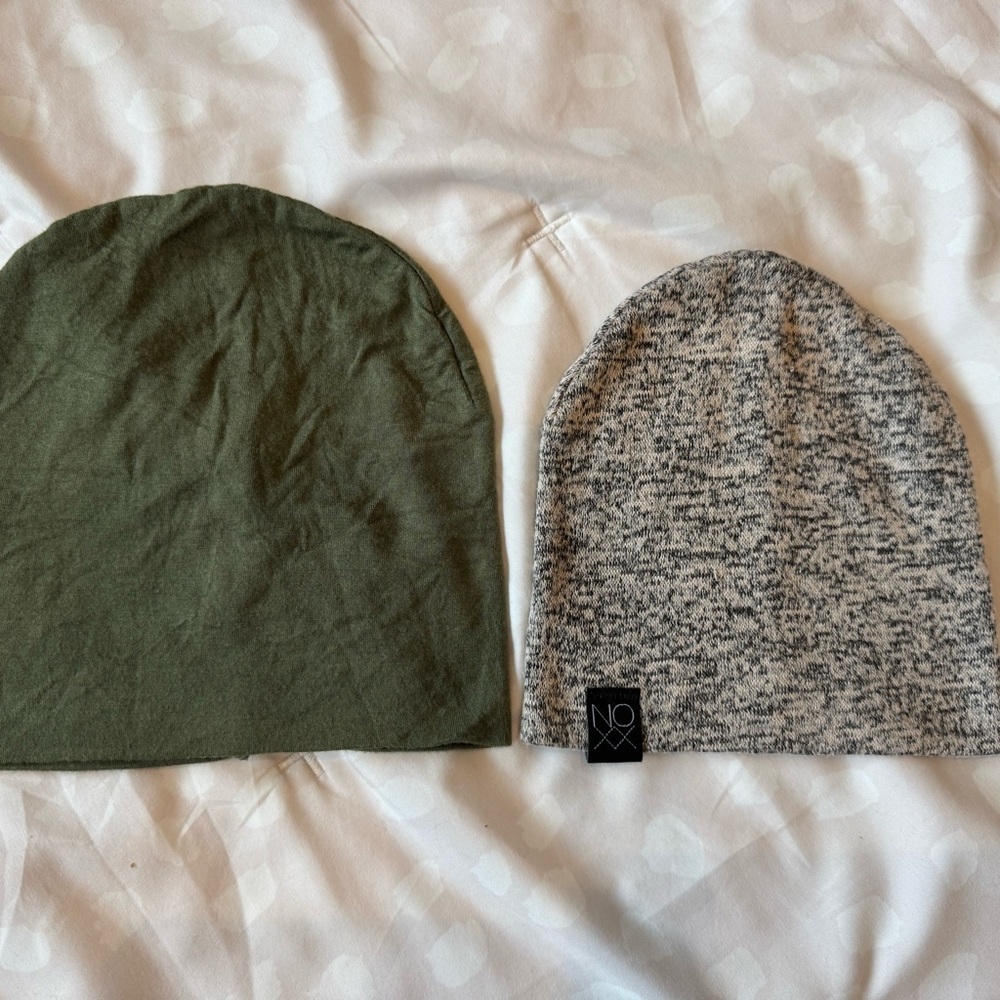 Stylish Green and Gray Beanie Set for Kids